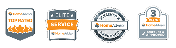 HomeAdvisor Top Rated, Elite Service, Screened & Approved, and 3 Years Screened & Approved