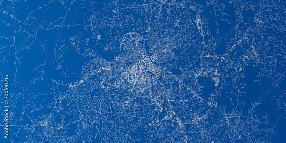 Street map of Nashville, Tennessee, showing the neighbourhoods Artificial Grass Pros installs in